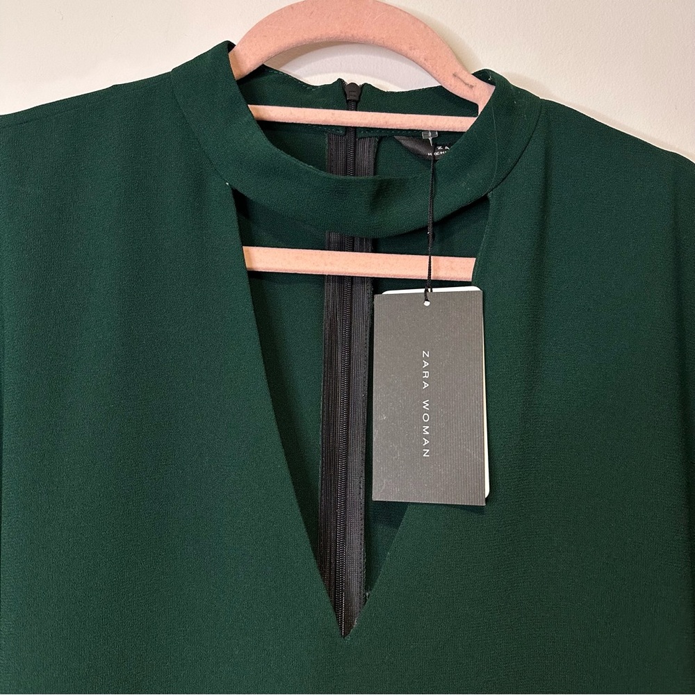 NWT zara green cut out choker dress size xxl - Picture 2 of 4